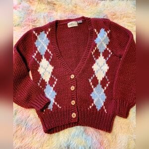 Danielle of California Argyle Knit Cardigan – Button Front, Vintage